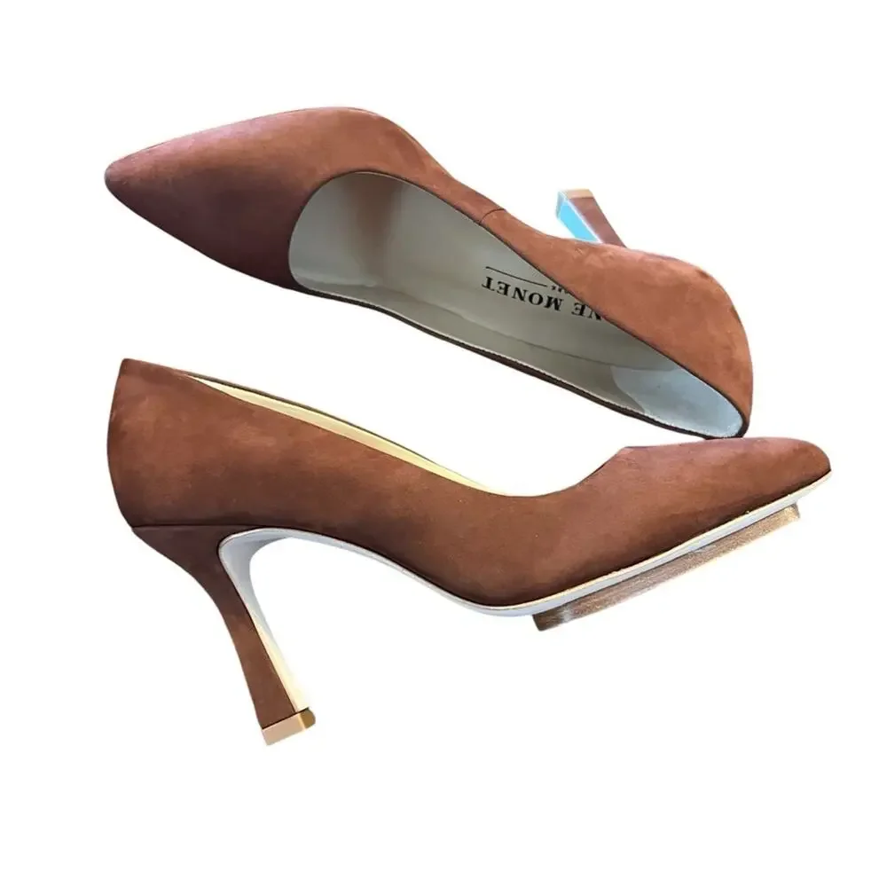 Salone Monet Anita Suede Pumps Classic Timeless Cathedral Heel NEW Size 6.5